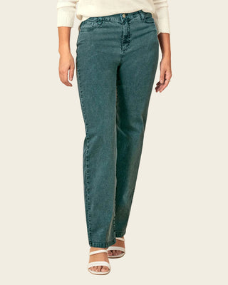 Jean bota recta tiro alto para mujer#color_c43-verde-jade