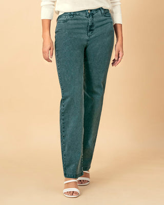 Jean bota recta tiro alto para mujer#color_c43-verde-jade