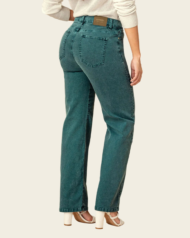 Jean bota recta tiro alto para mujer