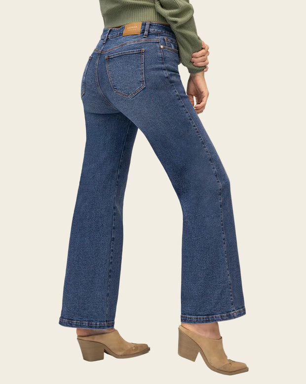 Jean bota ancha esencial para mujer