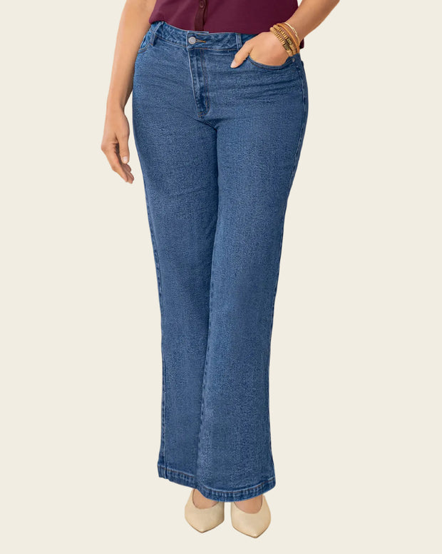 Jean bota ancha esencial para mujer