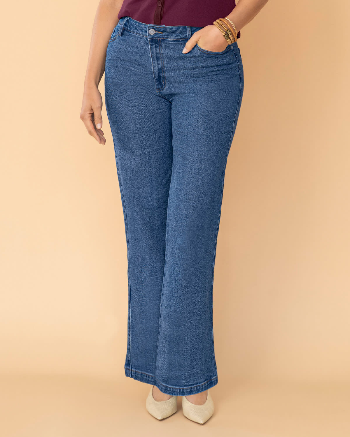 Jeans Vestidos Mujeres Caderas Anchas Jean Bota Ancha Esencial