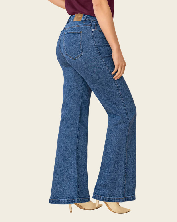 Jean bota ancha esencial para mujer