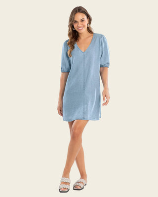Vestido corto escote en V con mangas englobadas#color_022-hielo