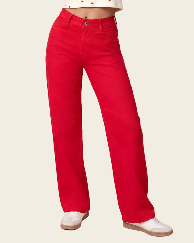 Jean en white denim con estampado