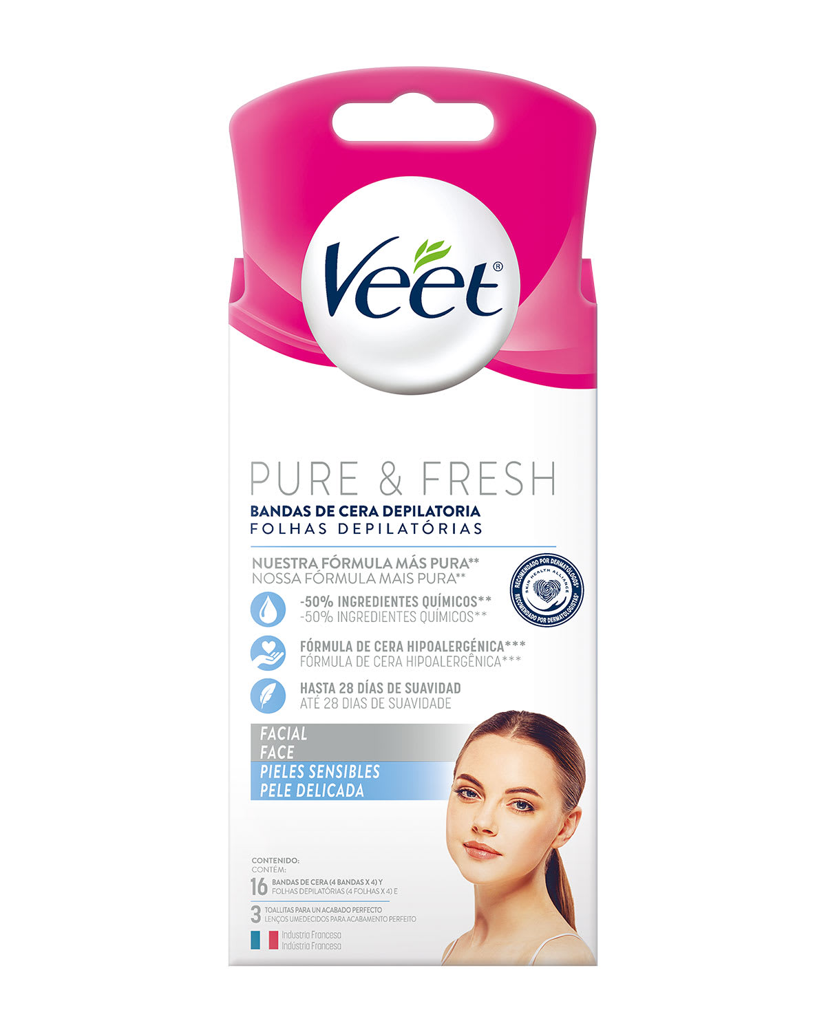 Veet® Bandas depilatorias faciales para Piel Sensible x 16