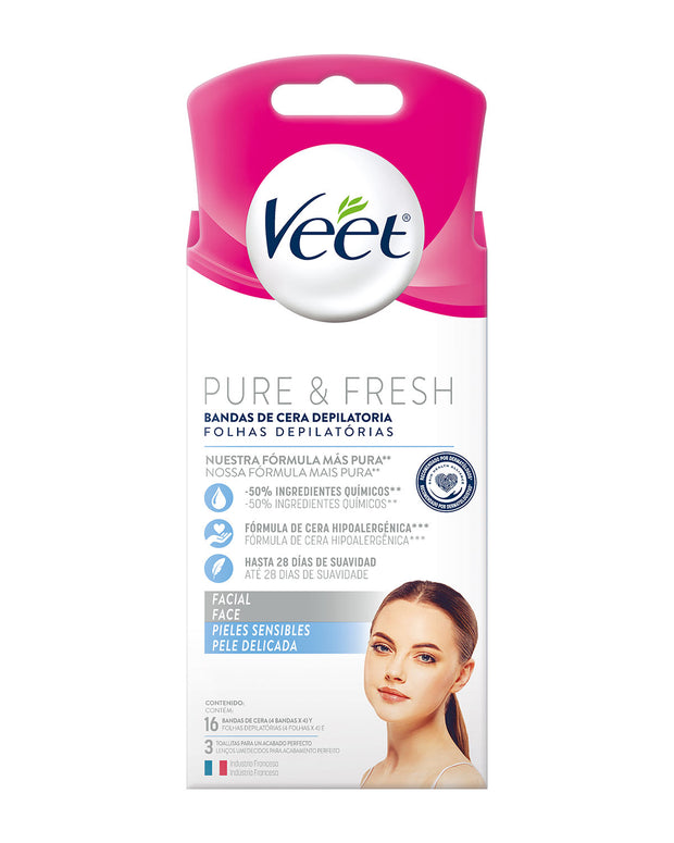 Veet® Bandas depilatorias faciales para Piel Sensible x 16