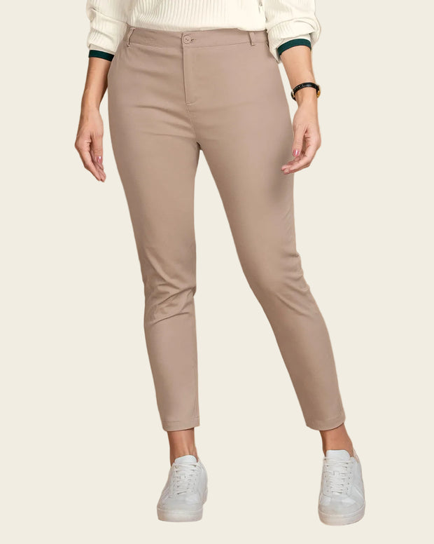 Pantalón skinny de tiro medio con bolsillos delanteros funcionales