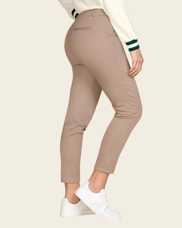 Pantalón skinny de tiro medio con bolsillos delanteros funcionales