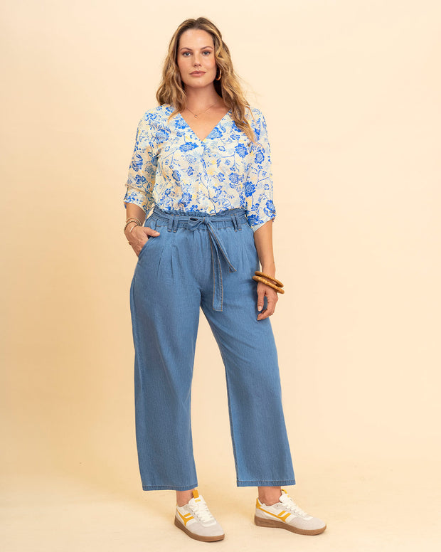 Blusa manga 3/4 con charretera no funcional