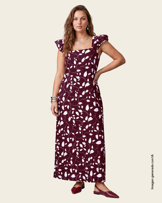 Vestido largo de escote cuadrado#color_173-vino