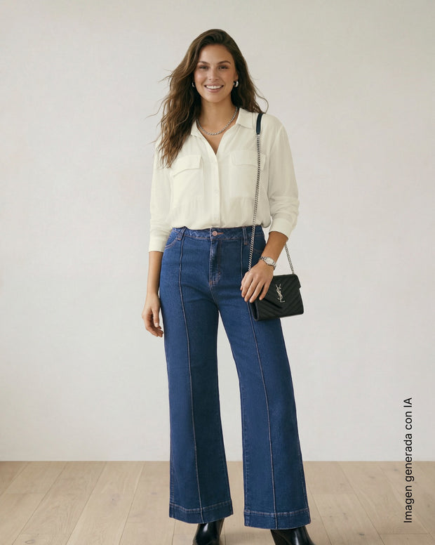 Blusa liviana manga larga con bolsillos