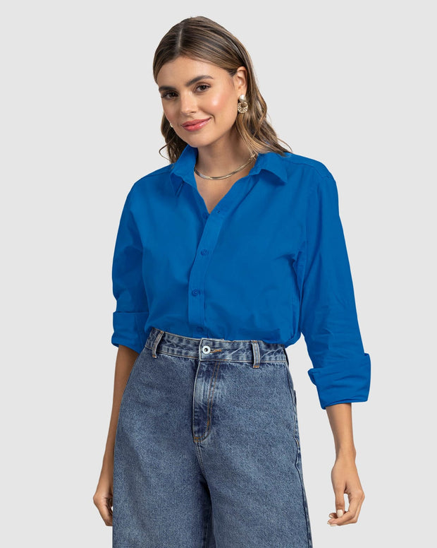 Blusa manga larga oversize con perilla funcional