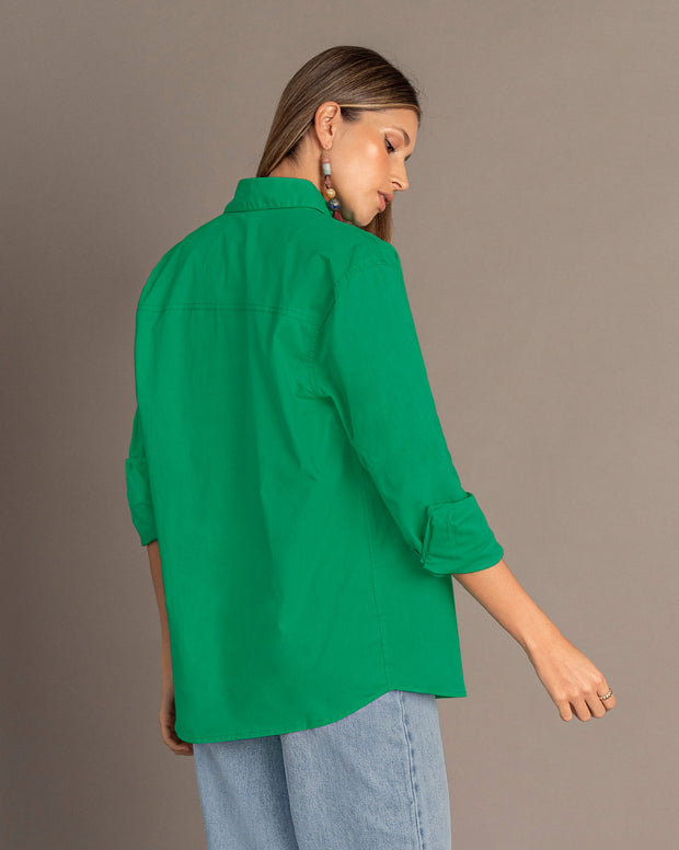 Blusa manga larga oversize con perilla funcional