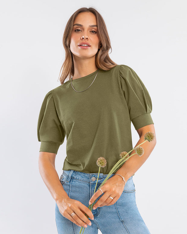 Camiseta manga corta con efecto volumen