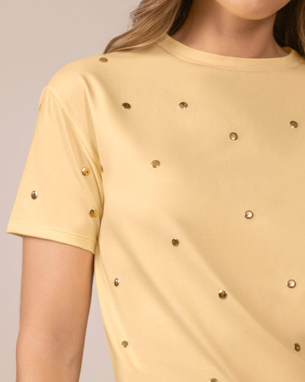 Camiseta manga corta con detalles con brillo
