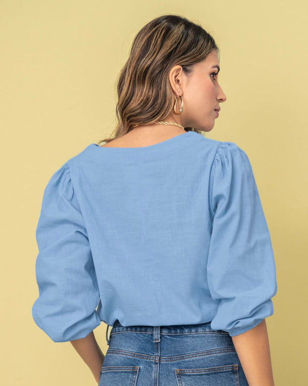 Blusa manga 3/4 con efecto volumen