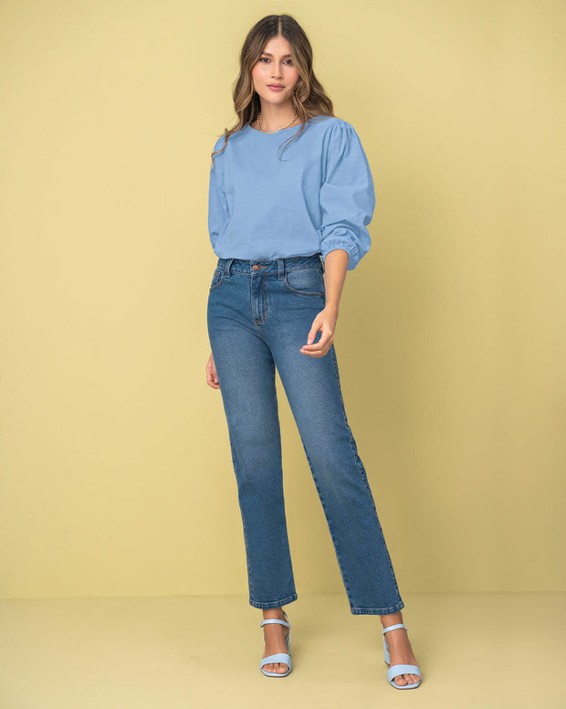 Blusa manga 3/4 con efecto volumen