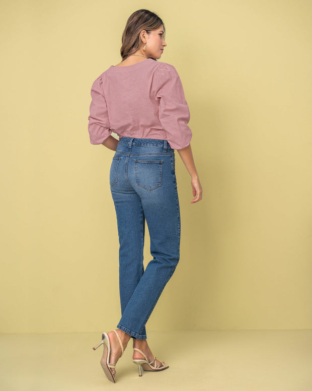 Blusa manga 3/4 con efecto volumen