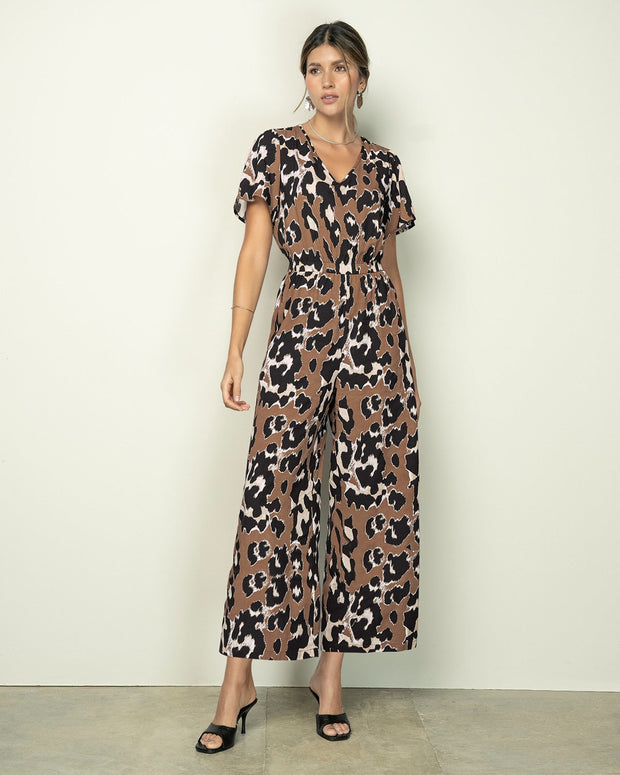 Enterizo largo con elástico en cintura y recogido en hombros