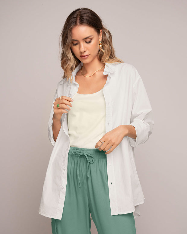 Pantalón recto con elástico y tira en cintura