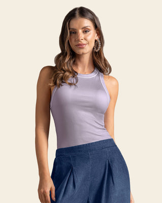 Camiseta manga sisa con raya en contraste#color_463-lavanda