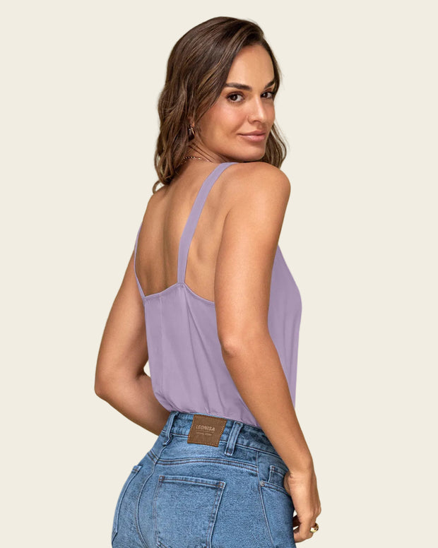 Blusa de tiras con escote en V y detalle de guipur