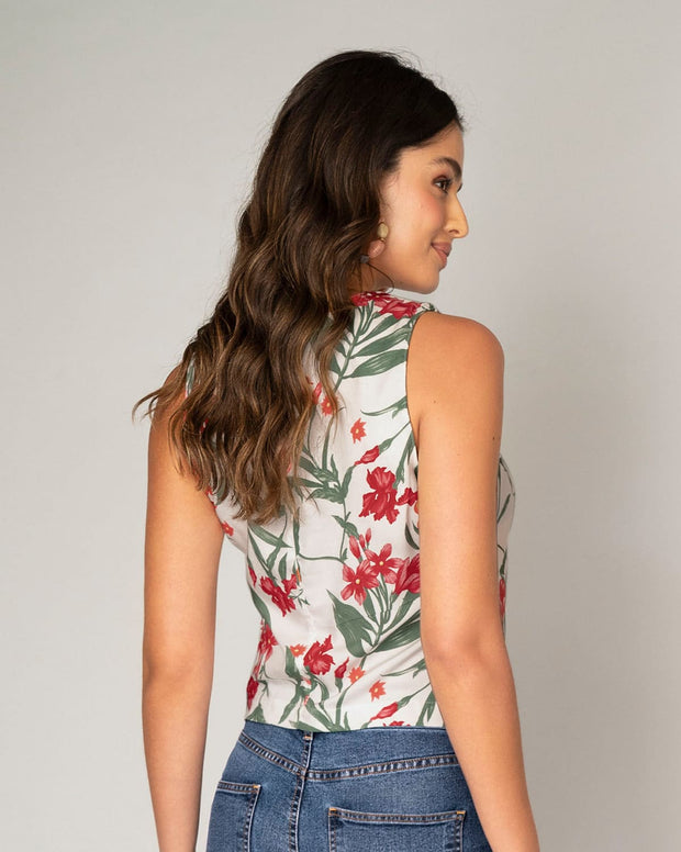 Chaleco estampado con perilla asimétrica