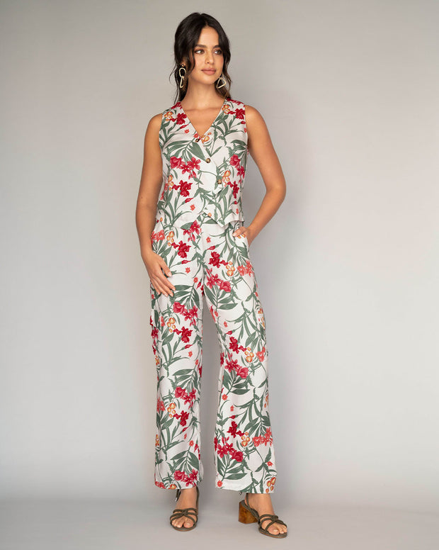 Chaleco estampado con perilla asimétrica