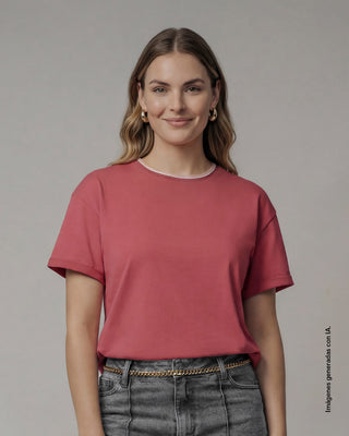 Camiseta manga corta con detalle tejido en el cuello#color_c31-rosado