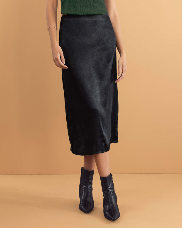 Falda larga en satín