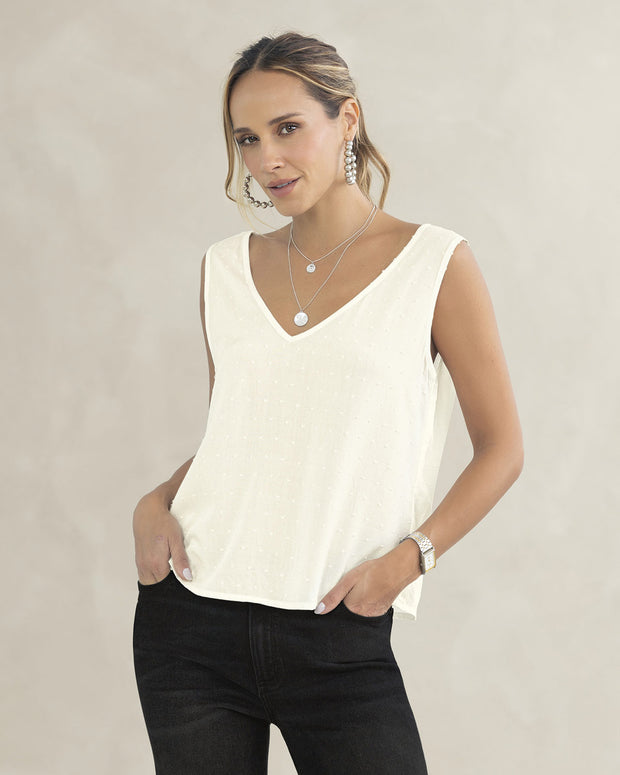 Blusa manga sisa esencial en tela con textura