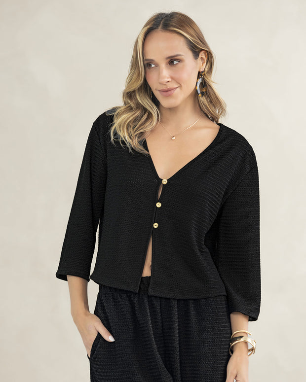 Camiseta de manga 3/4 tela con textura