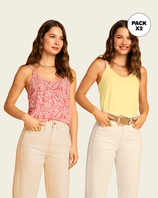 Camiseta de tiritas básica x 2#color_979-rosa-amarillo
