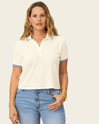 Camiseta tipo polo en tejido de punto#color_018-marfil
