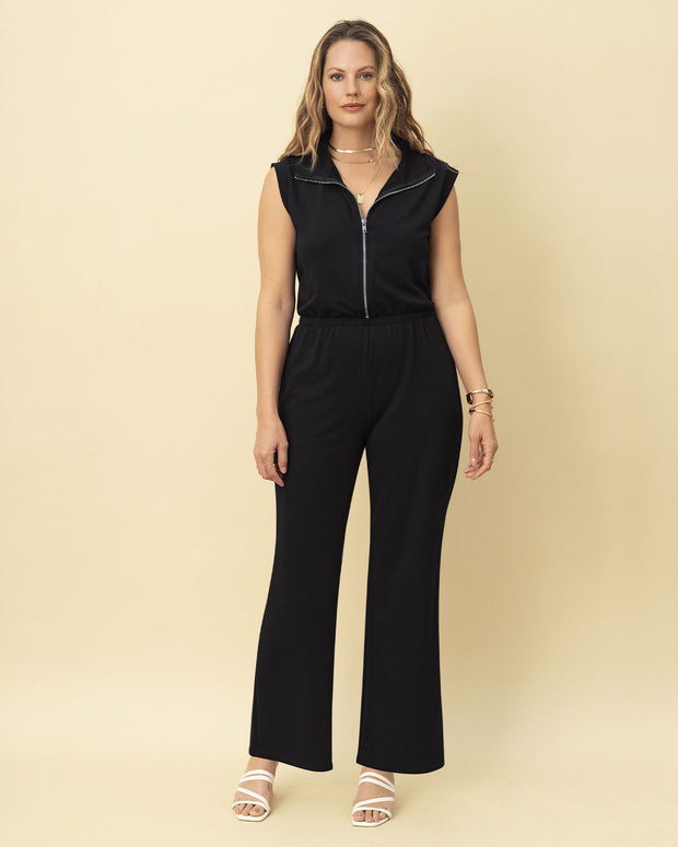 Enterizo largo con cierre en frente y elástico en cintura