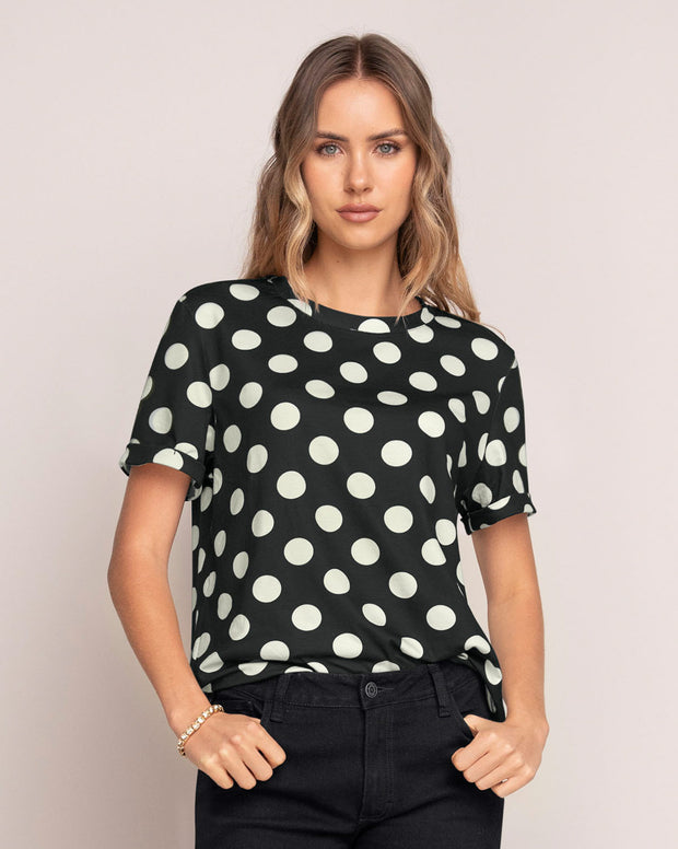 Camiseta manga corta estampada con dobladillo en manga