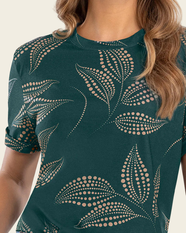 Camiseta manga corta estampada con dobladillo en manga