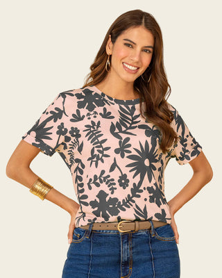 Camiseta manga corta estampada con dobladillo en manga#color_818-botanico
