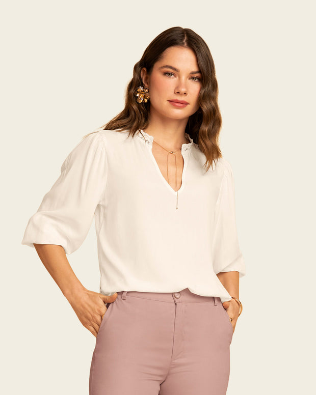 Blusa manga 3/4 con elástico en puños