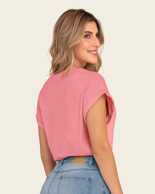 Camiseta manga corta con estampado con relieve