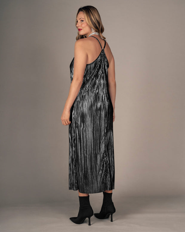 Vestido largo con acabado brillante