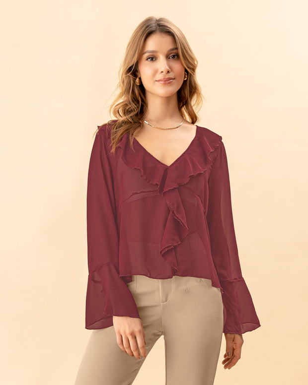 Blusa con bolero en escote en tela con transparencia