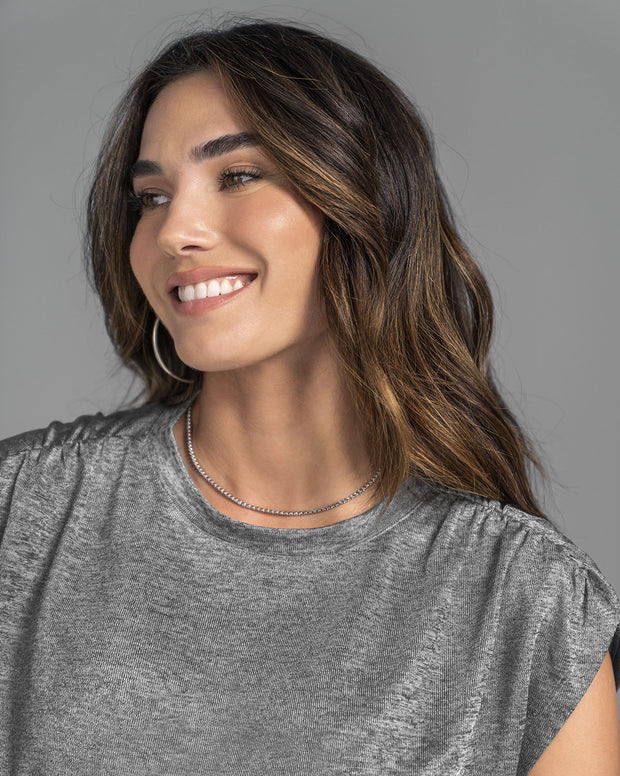 Camiseta manga corta tela con brillo