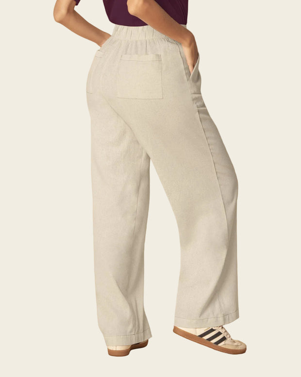 Pantalón con fajón con costuras decorativas en contraste