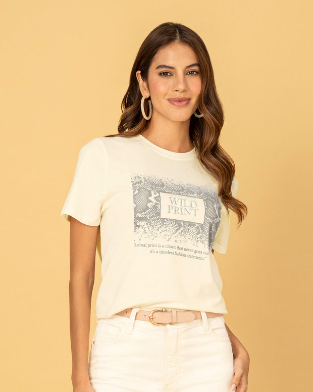 Camiseta manga corta en algodón con estampado en frente