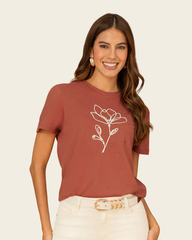 Camiseta manga corta en algodón con estampado en frente