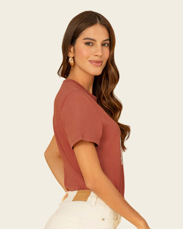 Camiseta manga corta en algodón con estampado en frente