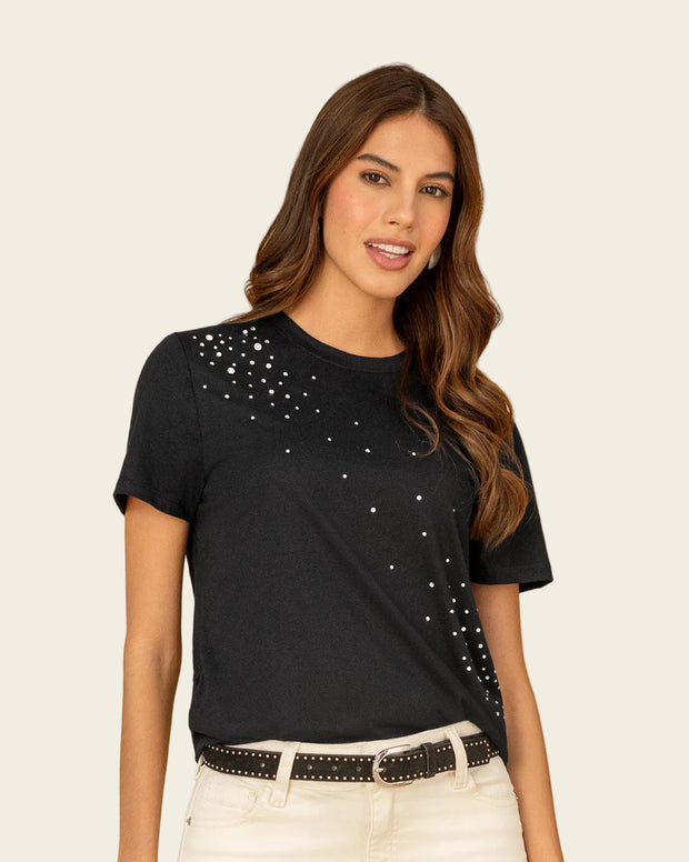 Camiseta manga corta en algodón con estampado en frente