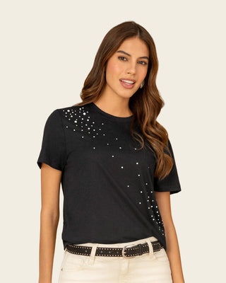 Camiseta manga corta en algodón con estampado en frente#color_700-negro